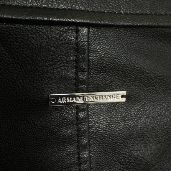Armani Exchange faux leather black biker jacket, Size Small New With Tags - Picture 12 of 13
